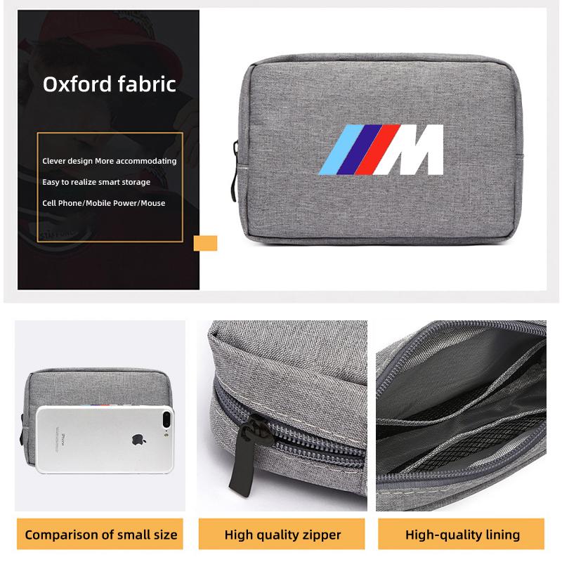 For BMW Car Digital Storage Bag USB Data Cable Organizer Accessories Performance X1 X3 X5 E39 E46 E90 F20 E60 F30 M3 M5 WT5