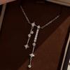 Luxury Sparkling Star Necklace with Fringe Pendant Full of Diamonds Elegant and Stylish Womens Collarbone Chain