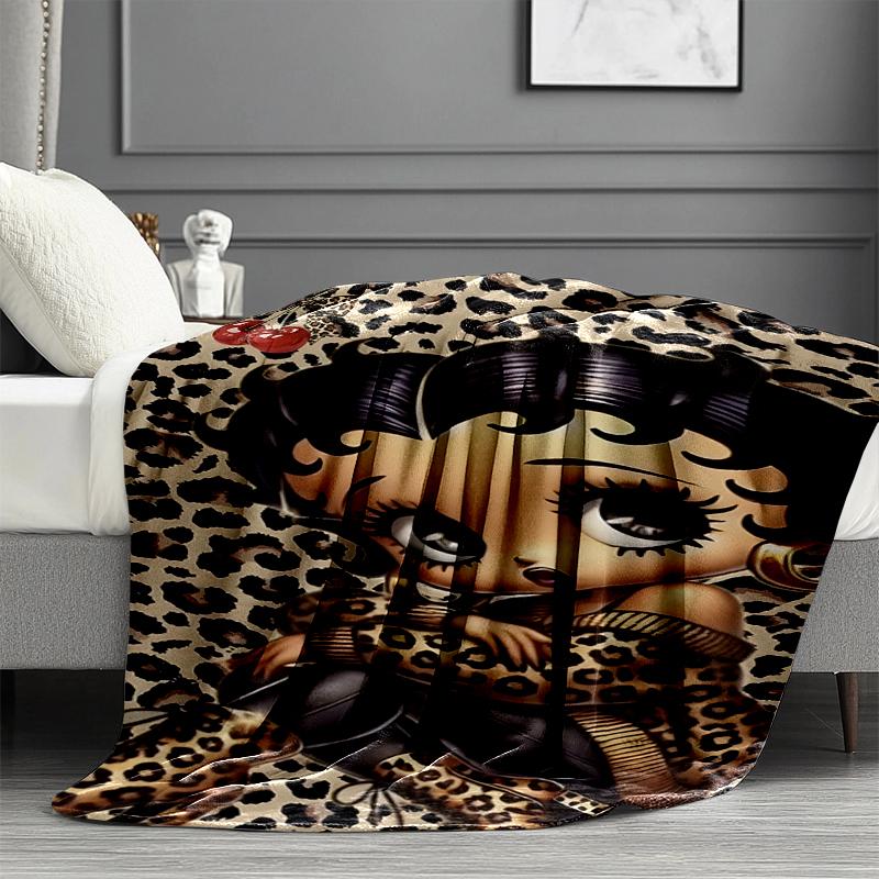 Betty Boop Print Blanket - Soft & Comfortable, for Bedroom, Travel, Sofa, Home Decoration - Birthday Christmas Gift for Friend
