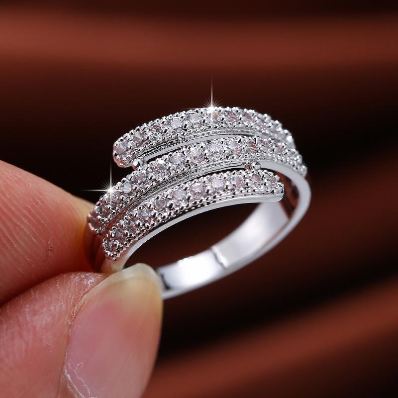 Chic Minimalist Micro Paved Zircon Nail Ring For Women Versatile Elegant Statement Band Jewelry