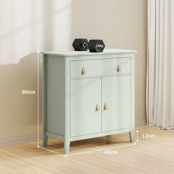 Credenza - HOMCOM - cassetto, doppia porta, ripiano regolabile - pannello di particelle - 80 x 40 x 90 cm - verde chiaro
