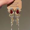 Niche Design Colored Diamond Fringed Panlong Stud Earrings Retro Court Style Light Luxury Temperament Zodiac Dragon Temperament Earrings Earrings