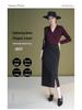 Slim-Fit Stretchy Black High-Waist Slit Midi Skirt for Women