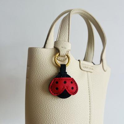 Handmade Genuine Leather Keychain In the Shape of a Seven-spotted Ladybug