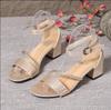2025 Summer New High Heeled Sandals Fashion Round Toe Open Toe Ladies Shoes New Concise Fairy Style  Low Heel Square Heel Shoes