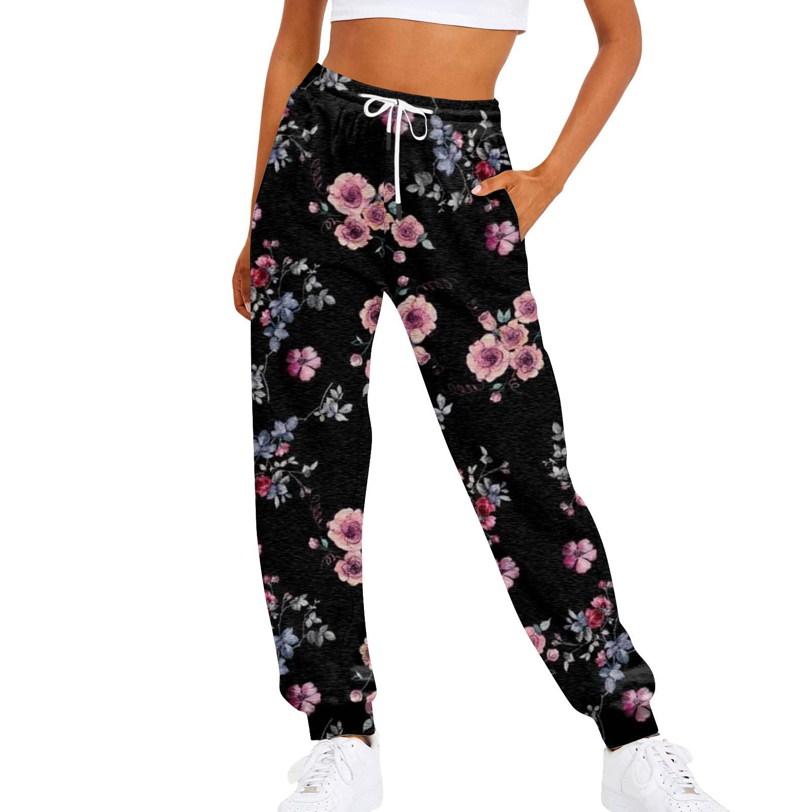 

Женские повседневные модные брюки с принтом и эластичной резинкой на талии XXXL чёрный