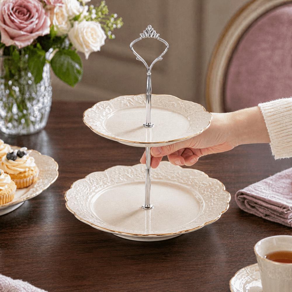 Crown Handle Cupcake Display Holder 2 Tiers 3 Tier Multi Level Cake Stand Dessert Table 2 Tiers Silver