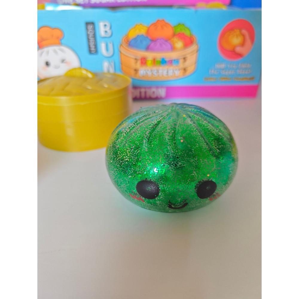 1 Stück Glitzer-Dampfbrötchen Squishy Mit Pop-Perle Langsamer Rückprall Realistisches Gesicht Design Tragbares Stressabbau-Spielzeug Für Tägliche Freizeit Und Geschenk