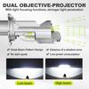 2 szt. Żarówki LED H4 z podwójną soczewką Mini Projektor LED 9003 HB2 Reflektor Samochodowy i Motocyklowy Światło Drogowe/Mijania LHD 90000LM 100W 6500K Białe Plug& Play