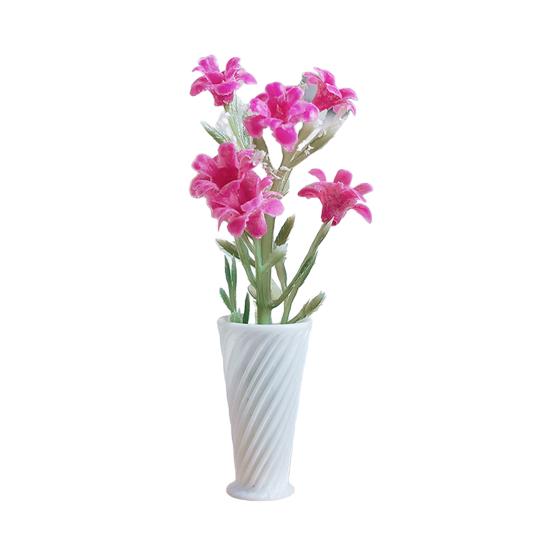 Miniature Flowers Mini Plant in Vase Model Miniature Faux Plant with Flowers for Doll Mansion Decoration Photography Display