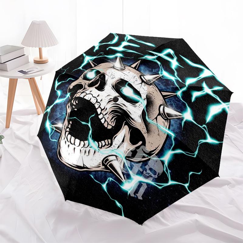 

1pc Death Spiked Skull Automatic Opening/Closing Outdoor Umbrella with 8 Bone Iron Frame - Perfect Gift for Fans and Travelers!L015