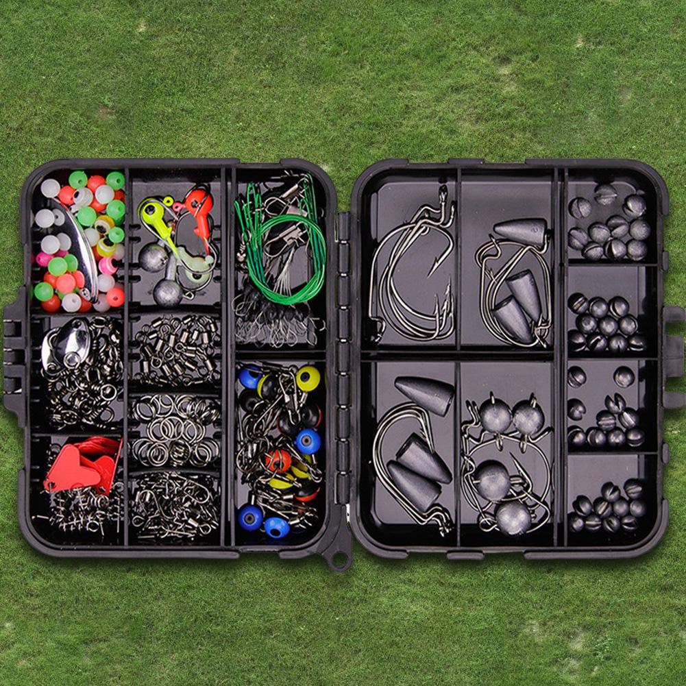 257-teiliges Angelwerkzeug-Zubehör-Kit-Set einschließlich Jig-Haken, Blei, Wirbel, Einhänger, Outdoor-Angelzubehör-Set