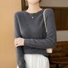 Women's Solid Color Wool Knit Pullover Sweater for Fall and Winter