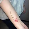 Frischer Aquarell Rosa Blumen Tattoo Aufkleber, Minimalistische Feine Linien, Sanfter Wind Mädchen, Unterarm Wasserdicht Und Langlebiger Aufkleber