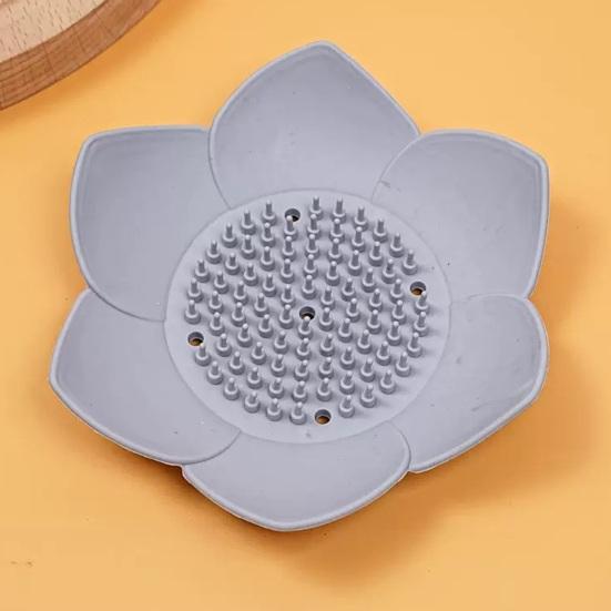 Silicone Soap Dish Lotus Shape Soap Holder with Drainage Holes Non-Slip Soap Holder