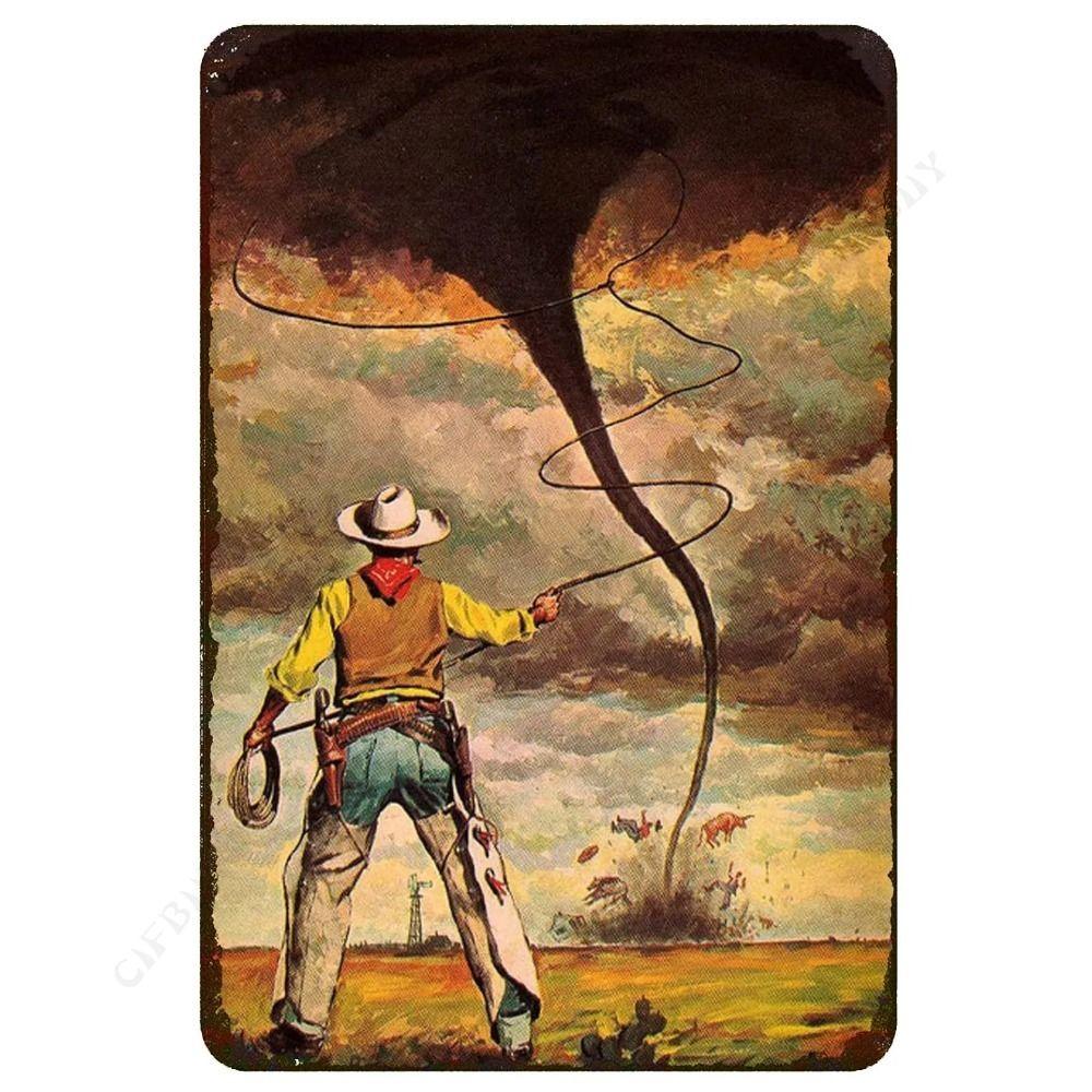 Wild West Cowboy Retro Metalen Blikbord Wanddecoratie 20x30cm