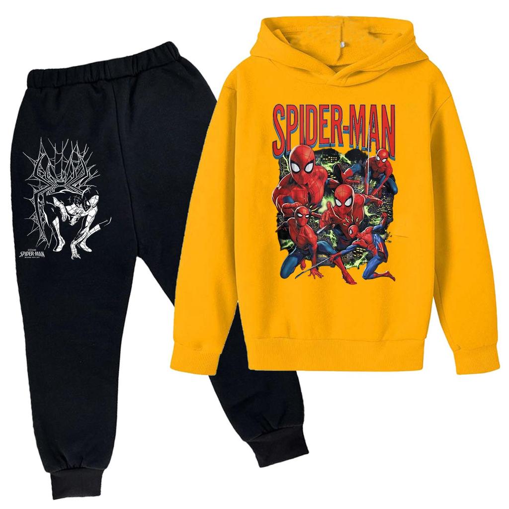 Kids Printed Hoodie and Sweatpants Set Long Sleeve Loose Fit Pullover Outfit for Boys and Girls