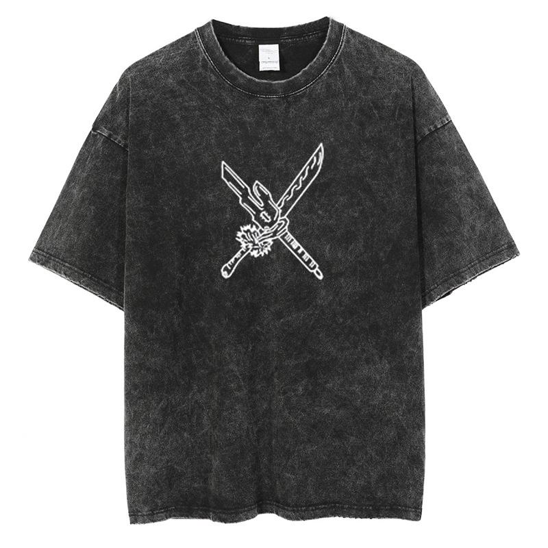 Harajuku Vintage Black Anime Print Men's Streetwear T-Shirt