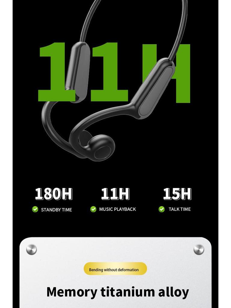 B8 Bone Conduction Open-Ear Bluetooth Headphones - Waterproof, Sports & Cycling Ear-Hook Design.