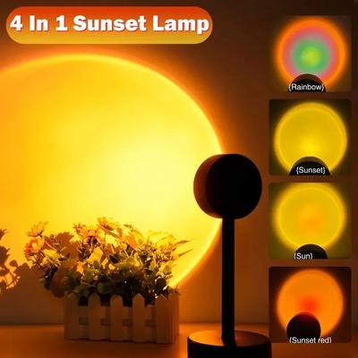 Lampa USB Sunset Projektor Sunset Światło nastrojowe Salon Sypialnia Lampka nocna Dekoracja pokoju Atmosfera baru Oświetlenie do fotografii