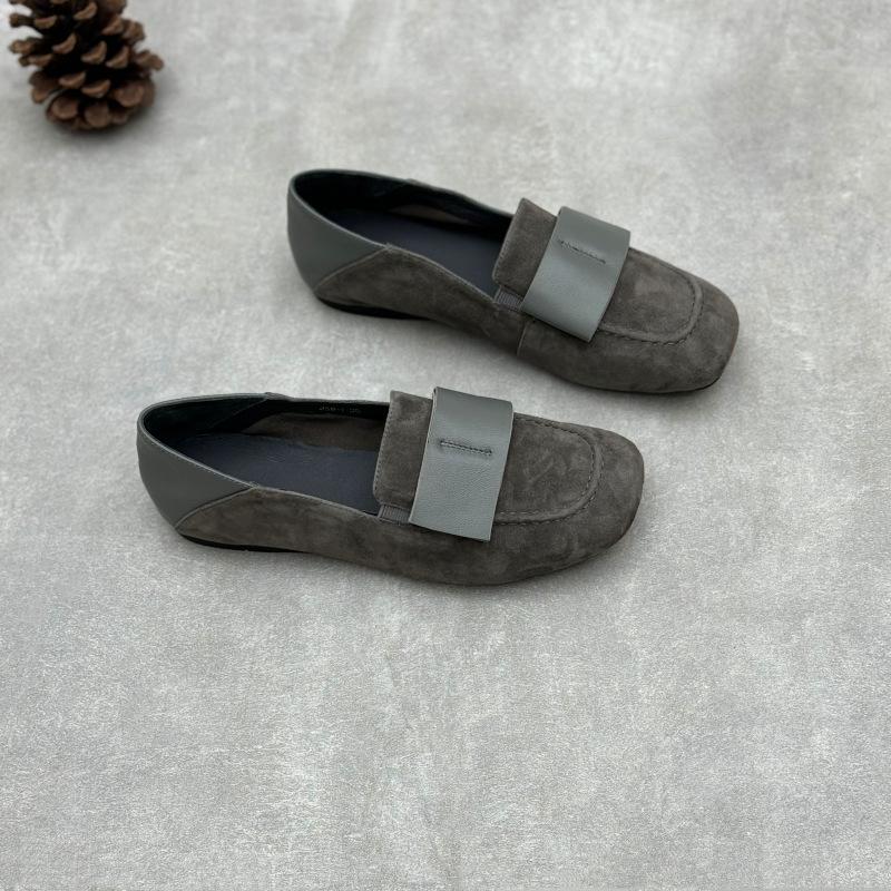 Single-shoe Spring and Autumn Matte Women's Shoes Flat Genuine Leather Loafers and Bean Shoes