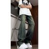 The new lightning pattern jeans men's straight tube slightly pulled water wash gradual change old boyfriend style design sense loose wide legs