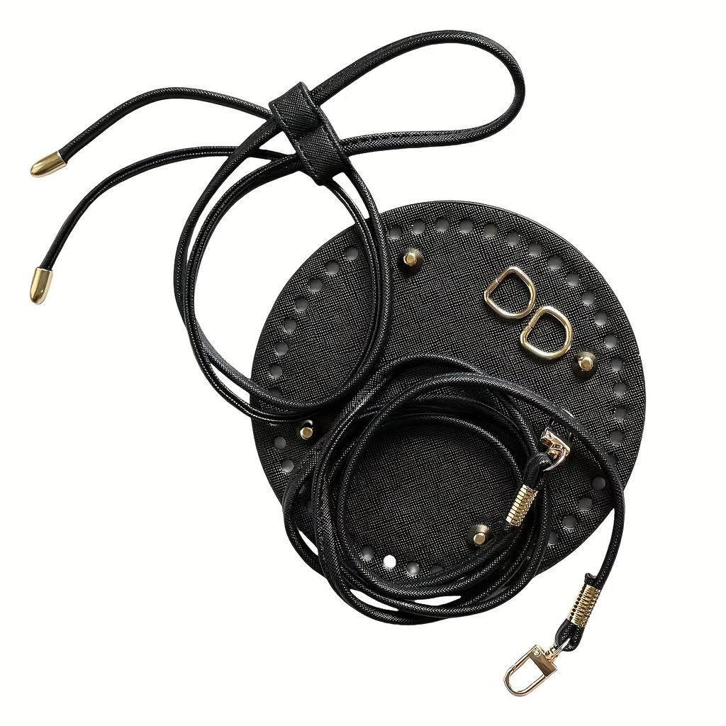 3Pcs DIY crochet dumpling bag accessory set - adjustable shoulder strap, zipper, and durable faux leather base