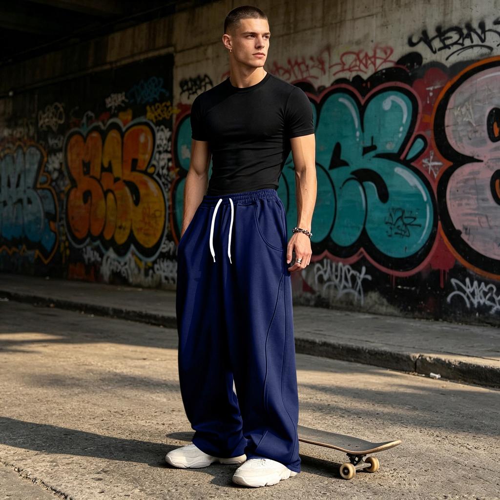 Casual Sportieve Joggingbroek voor Heren met Zakken en Elastische Tailleband, Volledige Lengte Broek voor Dagelijks Gebruik