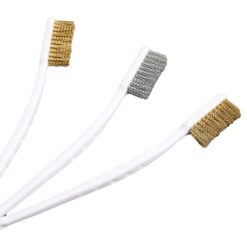 3-Row Copper & Stainless Steel Wire Brush for Rust Removal and Cleaning