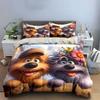 Happy Cartoon Dogs with Flowers Bedding Duvet Cover Set  (1*Duvet Cover 2*Pillowcases, without duvet insert)