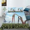 Jurasic Dinosaur Soft Duvet Cover Set for Young Boys King/Quen Sized Dimensions Polyester Beding Set Big Stegosaurus Brontosaurus Pterosaur