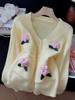 Three-Dimensional Floral Knit Cardigan - Age-Defying Autumn/Winter Top for Women