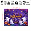 Halloween party banner 1 piece - Durable polyester background with ghosts, pumpkins and bats - multi-functional decoration