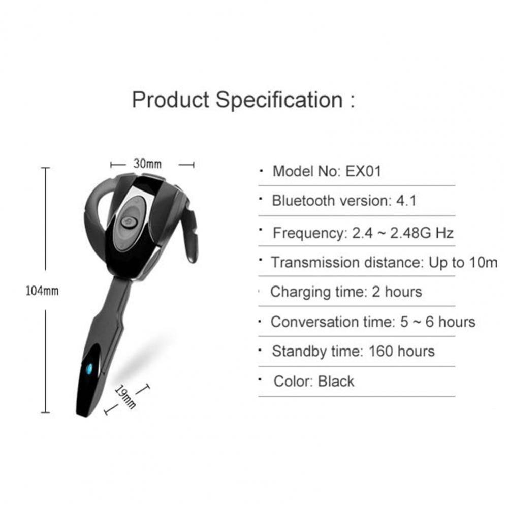 New Handsfree with Mic Silica Gel Single Ear-hook Bluetooth Headset Earphone Button