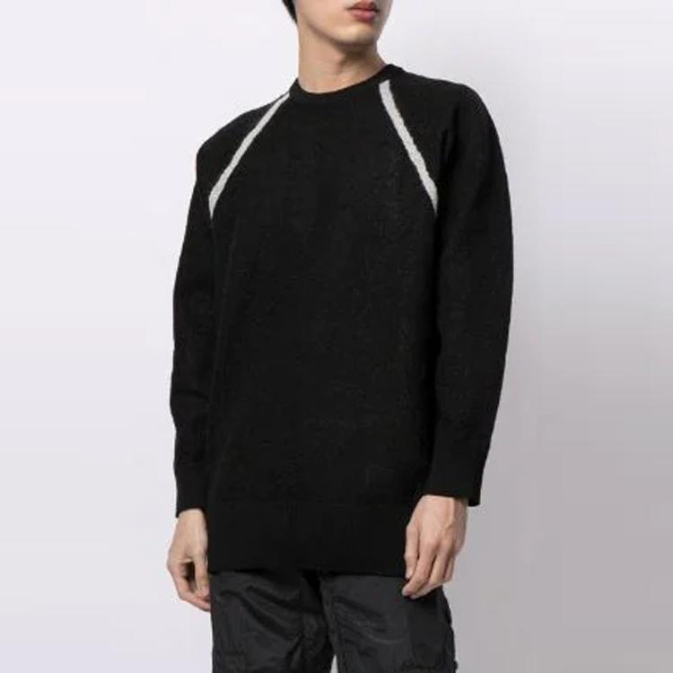 Y-3 FW21 Logo Two-Tone Jacquard Knit Sweater Men Sweater Black GV0362