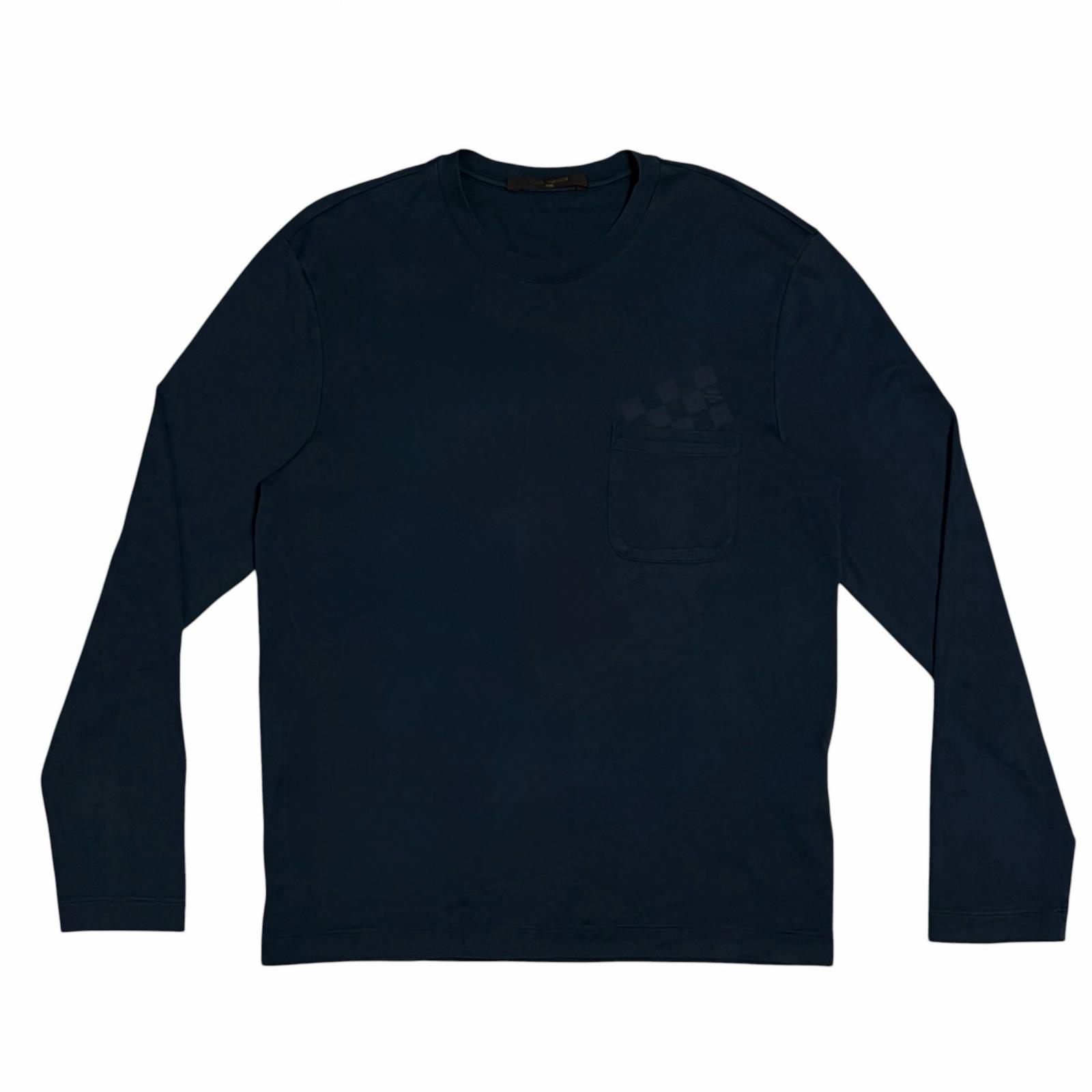 LOUIS VUITTON Damier Long-Sleeve T-Shirt Navy Men s Size S Model RM111M