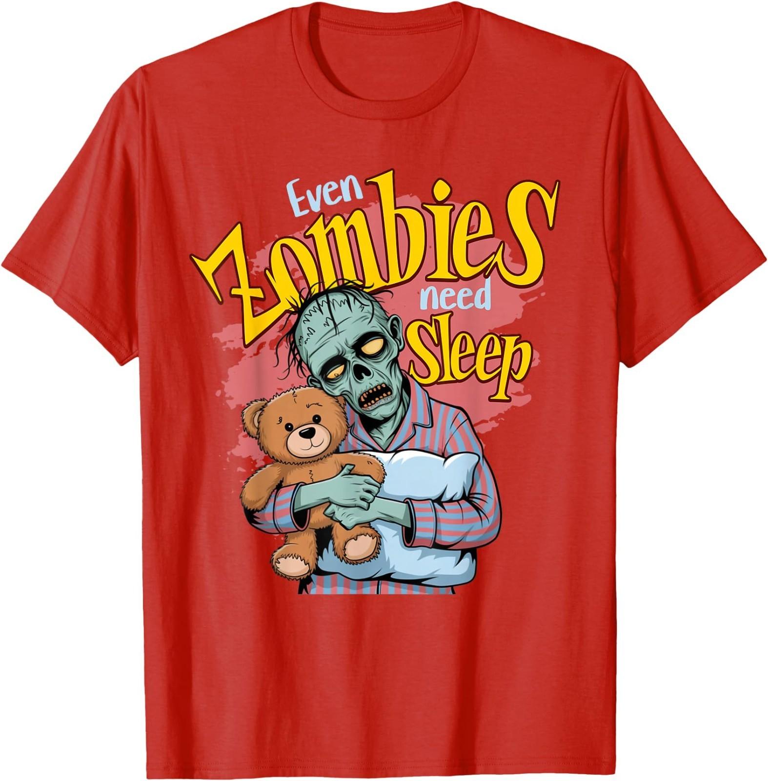 Even Zombies Need Sleep Funny Zombie Holding a Teddy Pajama T-Shirt S разноцветный