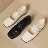 2025 Women's Spring Autumn New Fashion Low Heel Mary Jane Shoes French Double Buckle Square Toe Dress Shoes