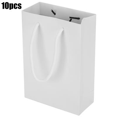 10PCs Paper Tote Bag Drawstring Portable Handicrafts Gift Handbag Packaging Tools for ClothingWhite
