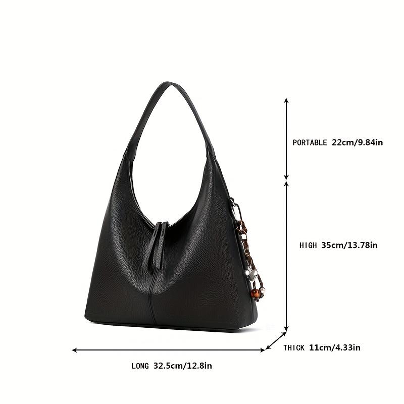 Women's Elegant Large Capacity Tote Handbag Leather Hobo Bag with Decorative Metal Chain for Women Minimalist Shoulder Bag