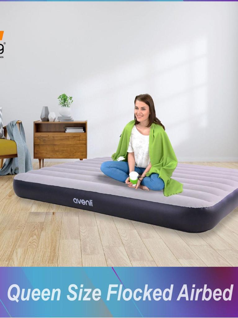 JILONG Inflatable Mattress with Flocking Bed Sheet and Pull Strap
