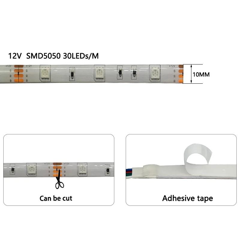 DC12V Flexible LED Strip Lights 5050 RGB LED Strip 5M Waterproof Neon LED Tape For Living Room Bedroom Decoration Lighting