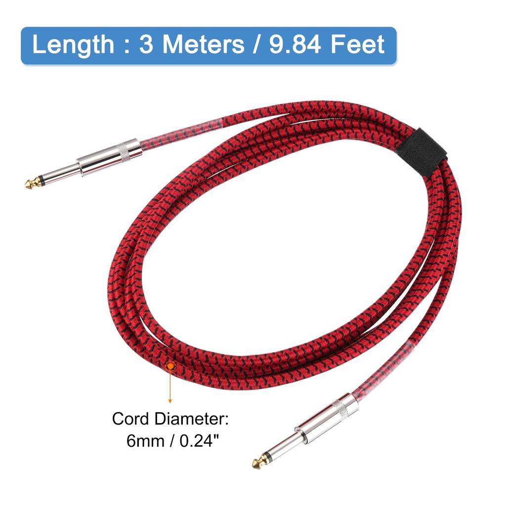 Uxcell Guitar Cable 10ft FF 6.35mm Black GC-10FF