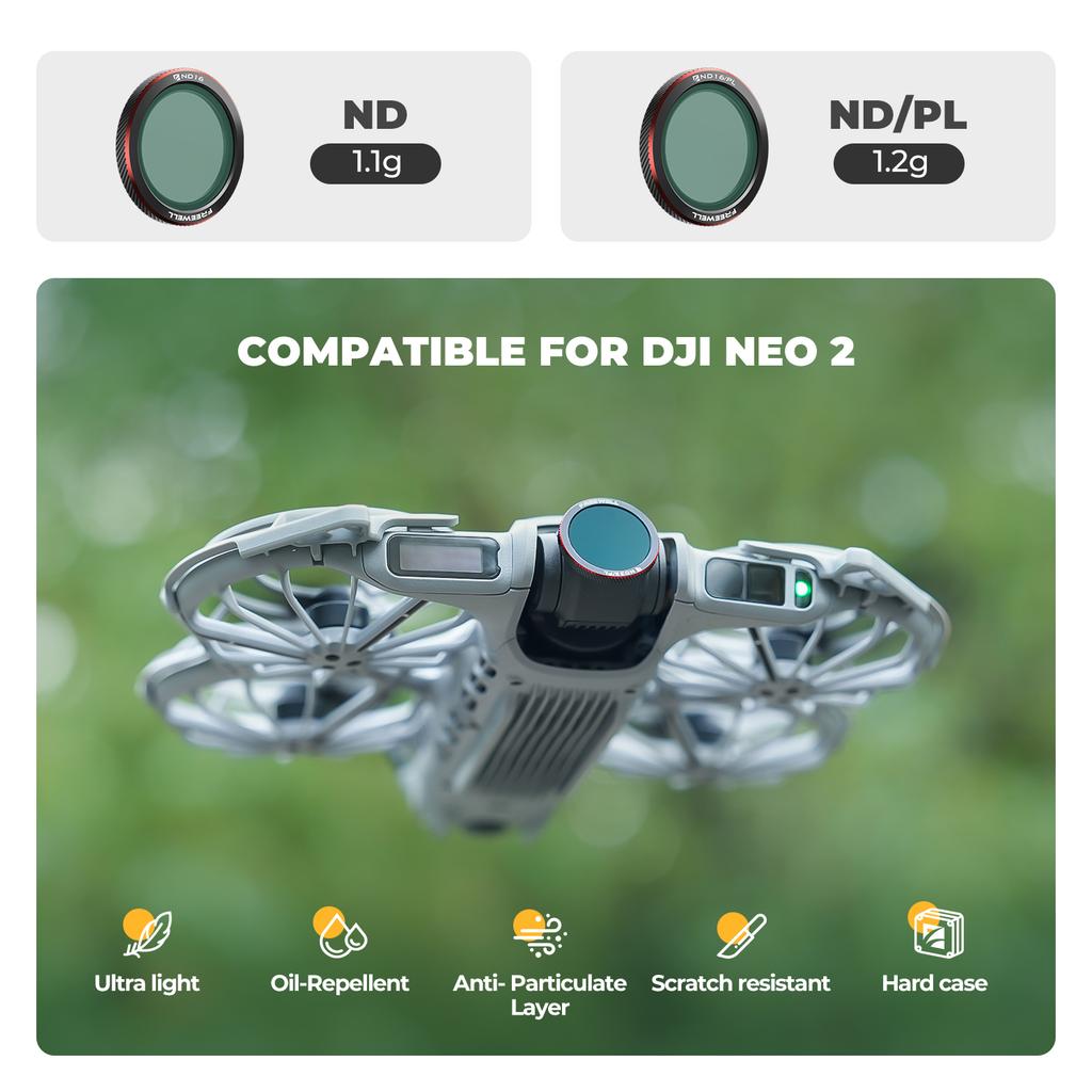 Freewell Zestaw 3 Filtrów Magnetycznych Kompatybilność Drony DJI Neo 2 ND, UV, CPL, ND/PL, Glow Mist 1/4 Akcesoria Fotograficzne