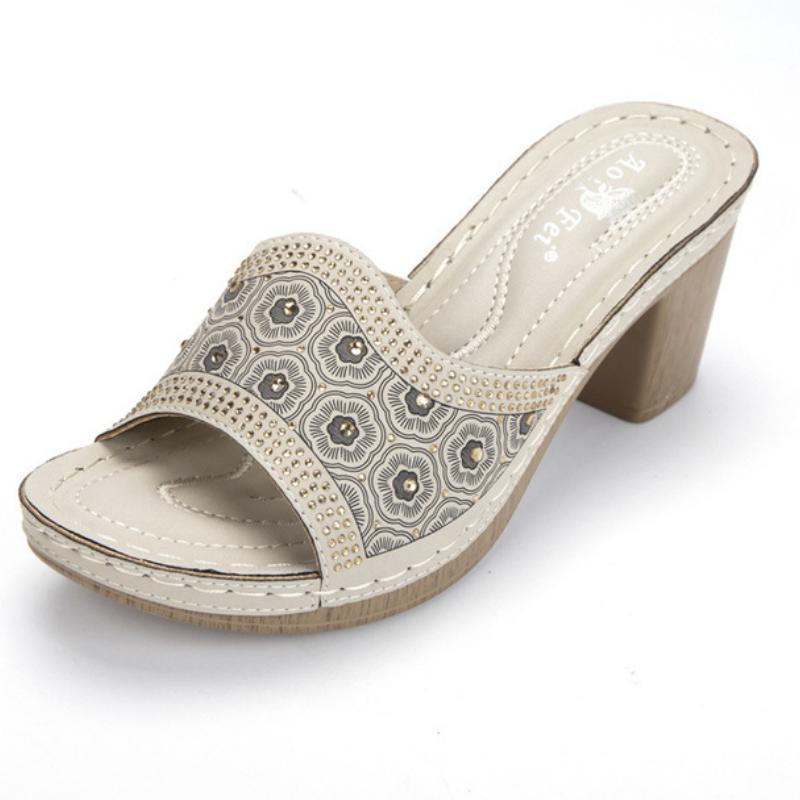 Brand Women Elegant Square Heels Sandals Summer Outdoor Beach Shoes Women Gladiator Sandalias Ladies Platform Sandals WSH4082