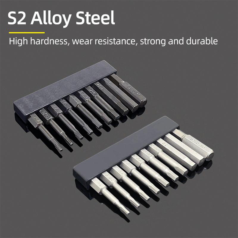 Hex Bit Set Head Allen Wrench Screwdriver Bit Set SAE Metric Hex Shank Magnetic Screw Driver S2 Steel Electric Drill Hand Tools