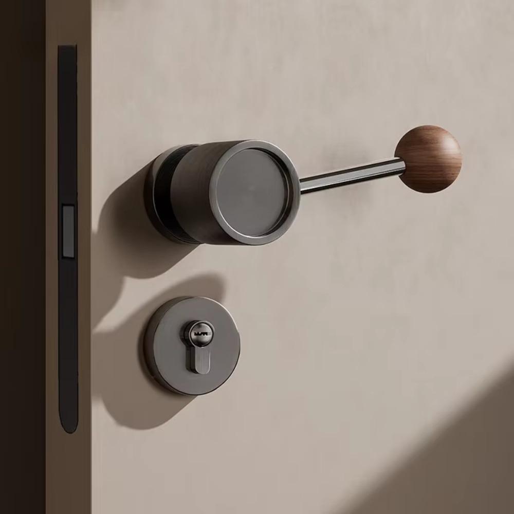 Black Walnut Vintage Door Lock Creative Design Modern Door Knob Security Door Bar  Bedroom Use