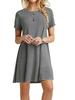 Elegant Short Sleeve Pleated Swing Round Neck Solid Color Loose Dress Women Casual Mini Beach Dress Vestidos