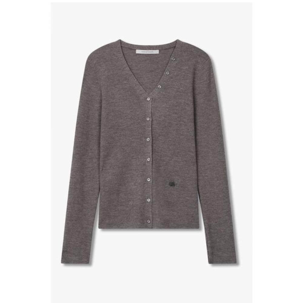 Vov Soft Wool Slim Rib Knit Cardigan 7155450001 melange brown/One size