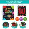 Decorably 15 Chalkboard Welcome Back to School Bulletin Board Decorations, pirational, Matte-Laminated Posters - for Classroom, School Hallways